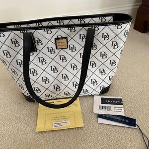 Dooney & Bourke Charleston Shopper Tote Black & White Logo